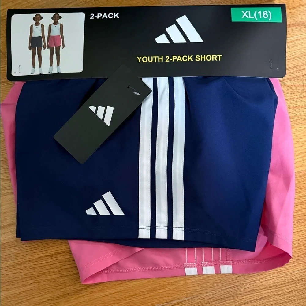 adidas Kids Shorts 2-Pack - Navy and Pink